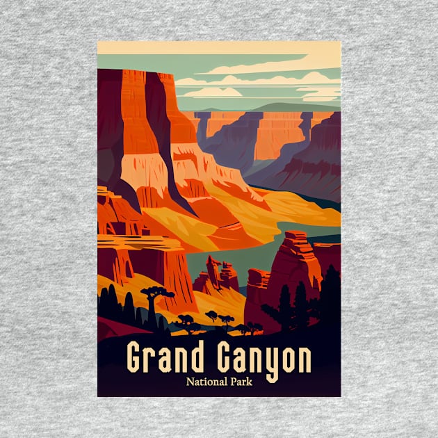 Grand Canyon National Park Vintage Travel Poster by GreenMary Design